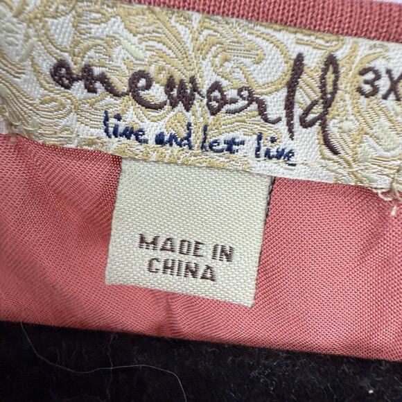 Live Let Live Plus 3X Tunic Rose Pink Lace Embellish V Neck Soft Viscose Art NWT - Picture 11 of 12